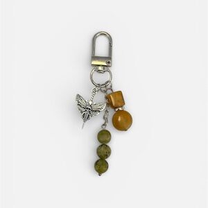 Silver and Green Butterfly Bag Charm